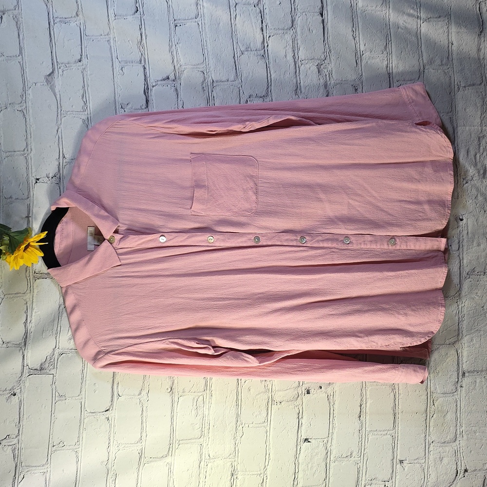 J. Jill Soft Pink Button Down Shirt Pearl Buttons Sz S
